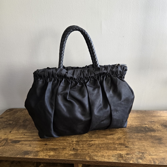 Prada Black Gathered Hand Bag - Picture 2 of 8